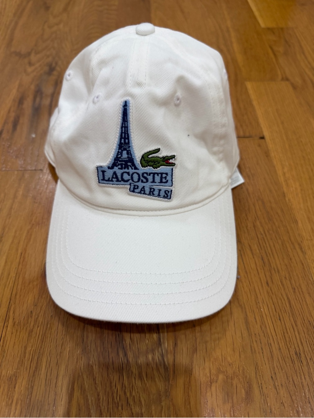 Lacoste White Embroidered Eiffel Baseball Cap